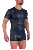 Herren-T-shirt Lederlook Blau