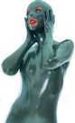Effekt Zentai Catsuit Verde Zentai Ganzanzug effekt glanz